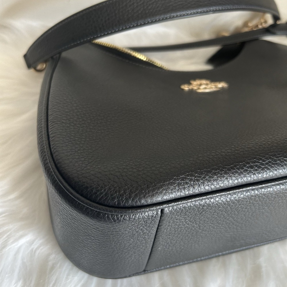 Coach Teri Hobo Bag Black Pebbled Leather Crossbody Handbag C1555 - Picture 5 of 9